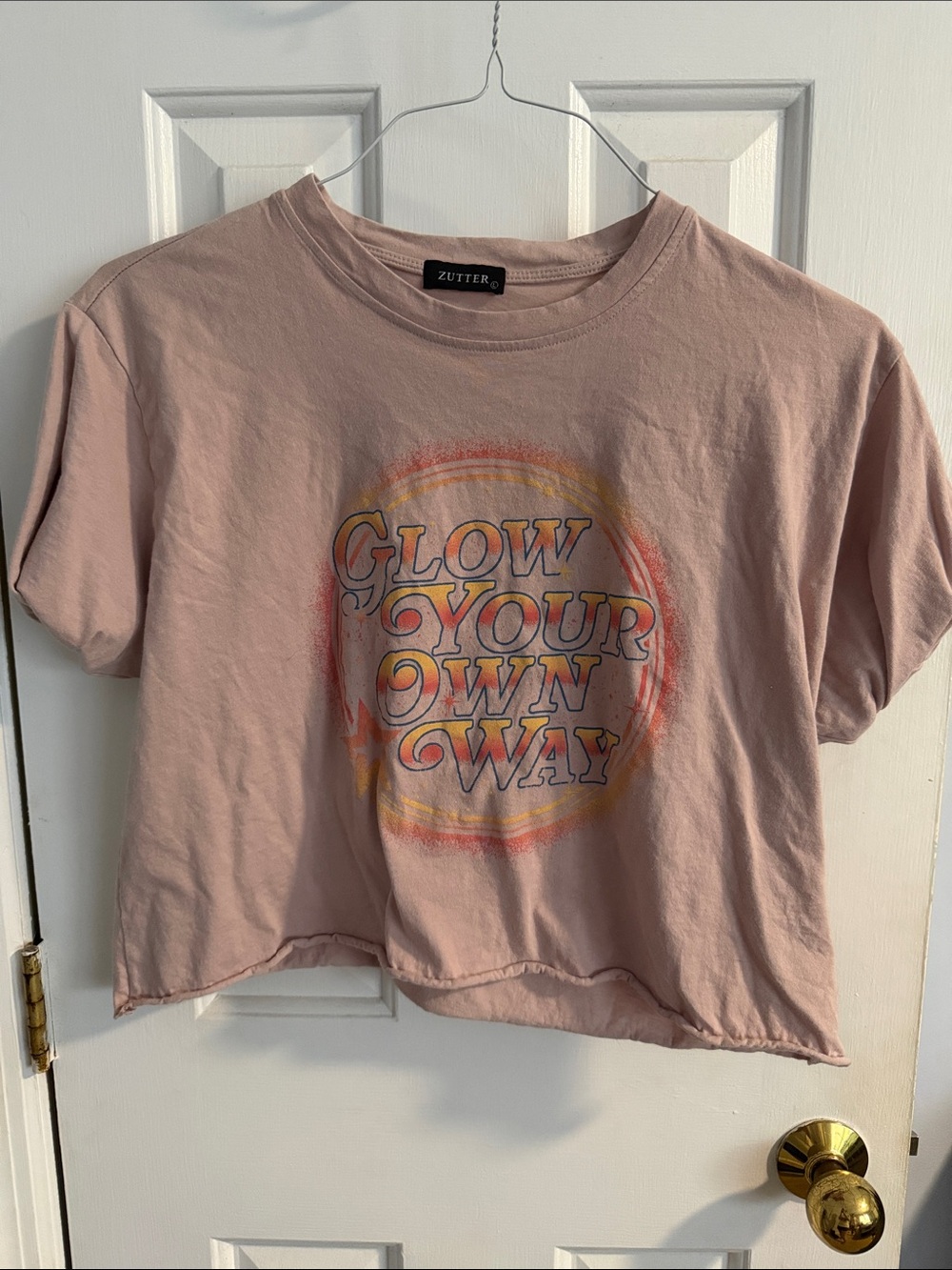 Pink 'Glow Your Own Way' Graphic crop tee